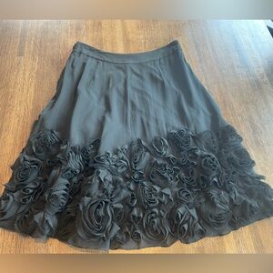 Talbots Black Silk Flower Skirt Whimsical Romantic Boho Size 2